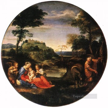 Annibale Carracci Painting - Rest on Flight into Egypt Baroque Annibale Carracci
